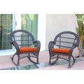 Propation W00208-R-2-FS016-CS Espresso Wicker Rocker Chair with Orange Cushion PR1081366